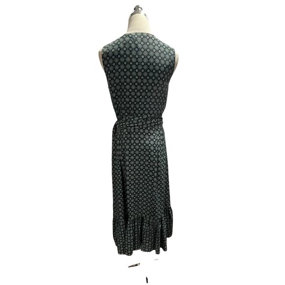 Tory Burch Logo Medallion Batik Print Ruffle Wrap Boho Green Blue Dress Sz 6 - Picture 5 of 8